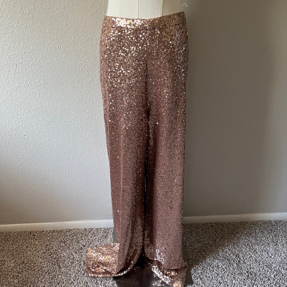 Rose Gold Sequin Pants Size 16
